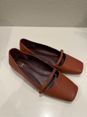 Franco Sarto Chestnut Brown Leather Mary Jane Flats